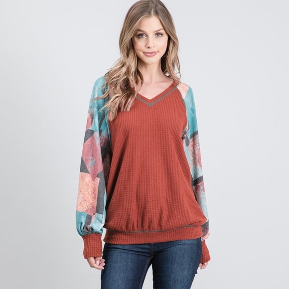 🆕 Waffle Knit Sweater Top Fall Boutique Clothing Style Comfy Soft Long Sleeve - Picture 8 of 8